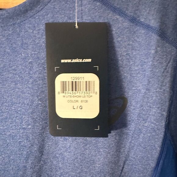 NWT ASICS MotionDry Long Sleeve Running Shirt Blue Size Large Vented Dri-fit - Picture 8 of 12
